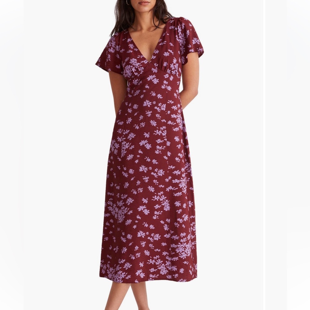 madewell floral flutter sleeve dress